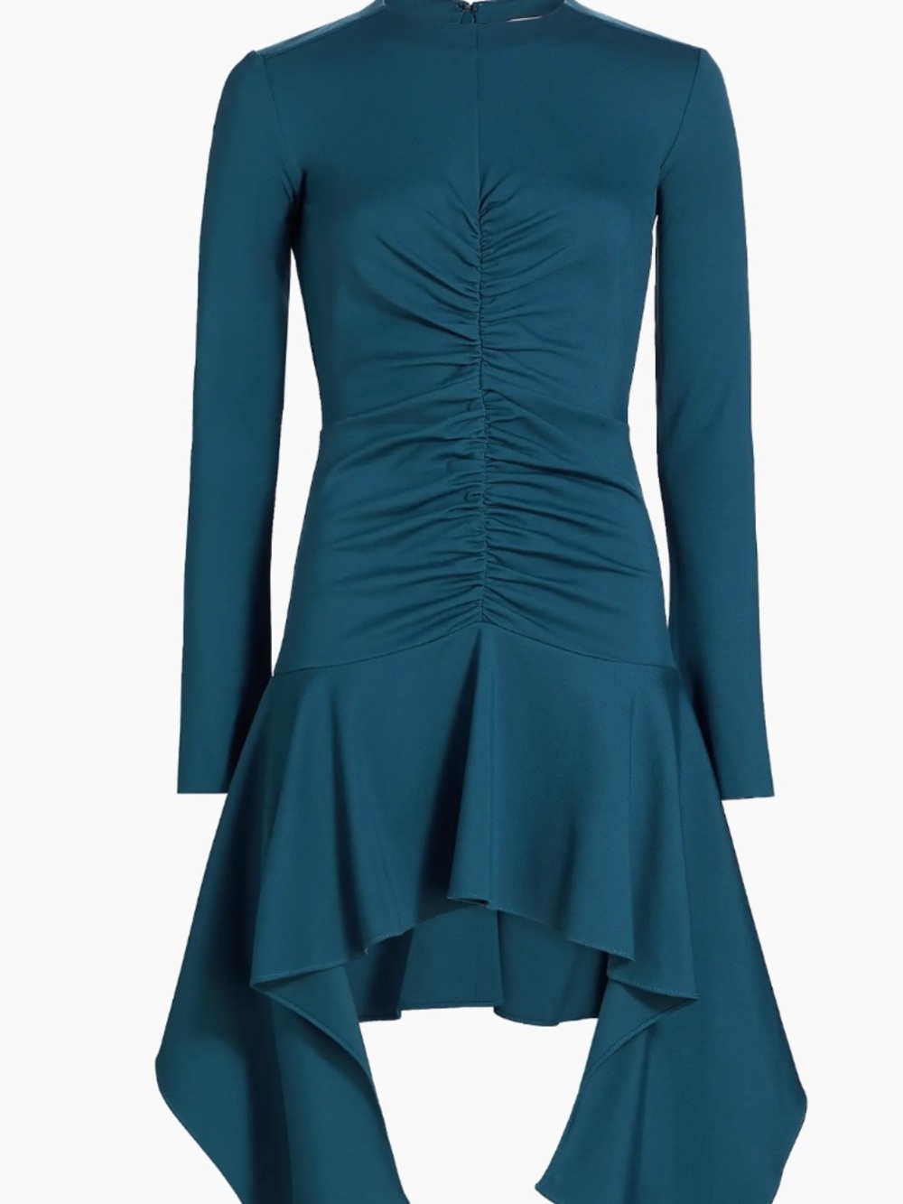 Arkansas Gathered Peplum Long-Sleeve Dress in Teal